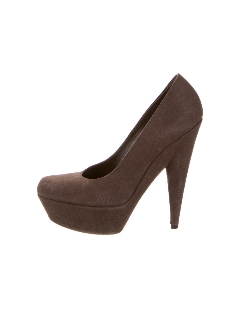 Yves Saint Laurent Round-Toe Platform Pumps Brown - Picture 1 of 7